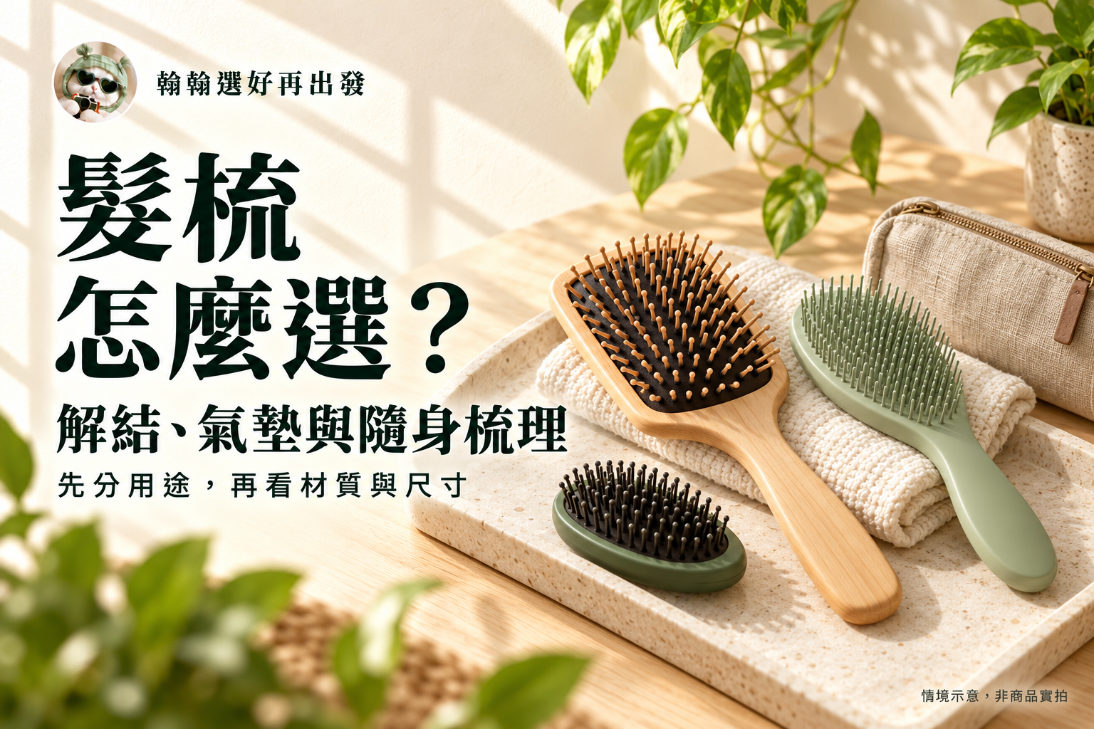 髮梳怎麼選，濕髮解結、氣墊梳理與隨身攜帶比較，翰翰綠貓品牌首圖
